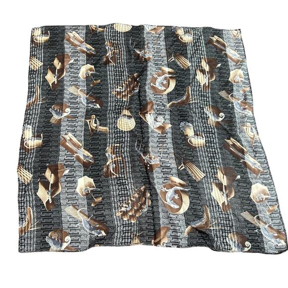 Silky Square Scarf- Vtg Kenneth Cole- New York- lizard Geico abstract 20x20" - Picture 4 of 5